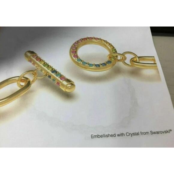 Diane Von Furstenberg DVF Multicolor Swarovski Toggle Necklace Earrings Set NWT - Picture 9 of 13